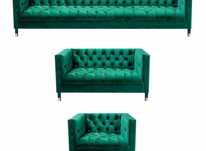 Chesterfield Garnitur Luxus Möbel Wohnzimmer Garnitur 3tlg Polster Stoff